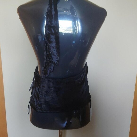 Y2K Western Halter Top NWT Free People Beaded Velvet - Picture 4 of 13